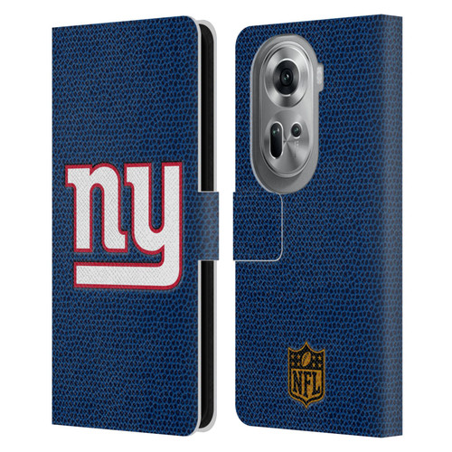 NFL New York Giants Logo Football Leather Book Wallet Case Cover For OPPO Reno11 Pro