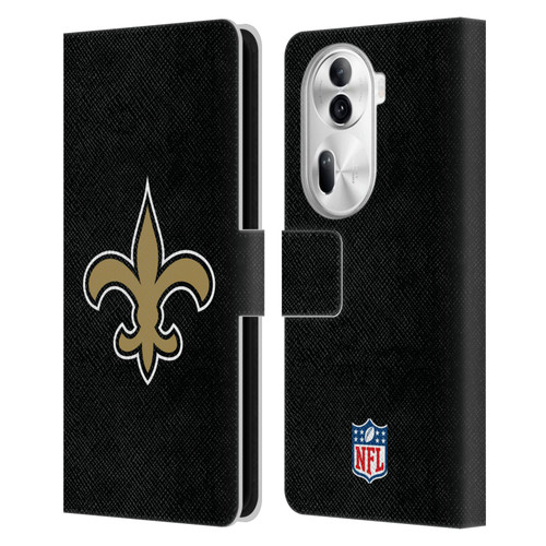 NFL New Orleans Saints Logo Plain Leather Book Wallet Case Cover For OPPO Reno11