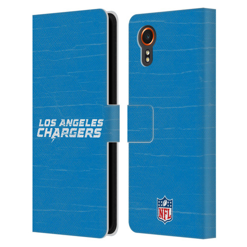 NFL Los Angeles Chargers Logo Distressed Look Leather Book Wallet Case Cover For Samsung Galaxy Xcover7 5G