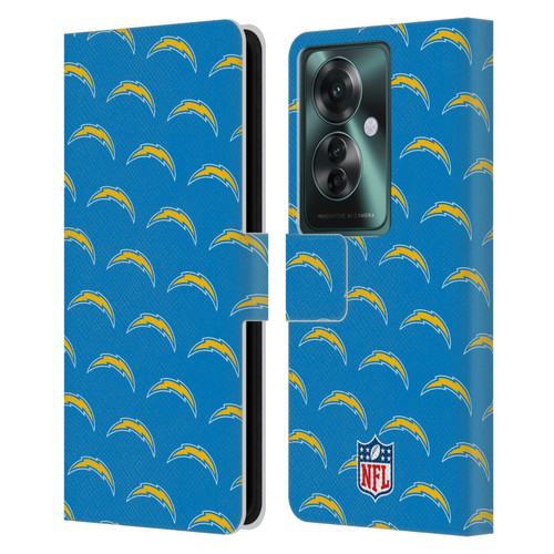 NFL Los Angeles Chargers Artwork Patterns Leather Book Wallet Case Cover For OPPO Reno11 F 5G / F25 Pro 5G
