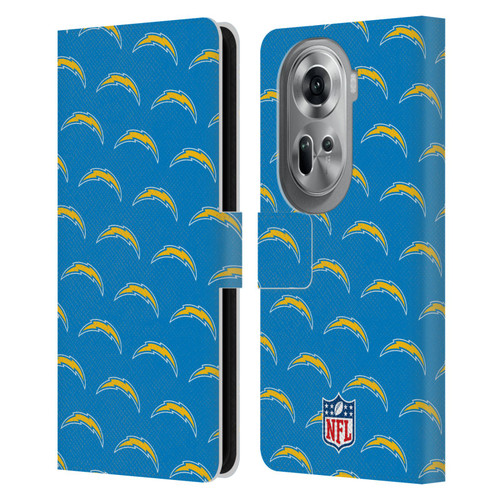 NFL Los Angeles Chargers Artwork Patterns Leather Book Wallet Case Cover For OPPO Reno11 Pro