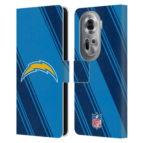 NFL Los Angeles Chargers Artwork Stripes Leather Book Wallet Case Cover For OPPO Reno11 Pro