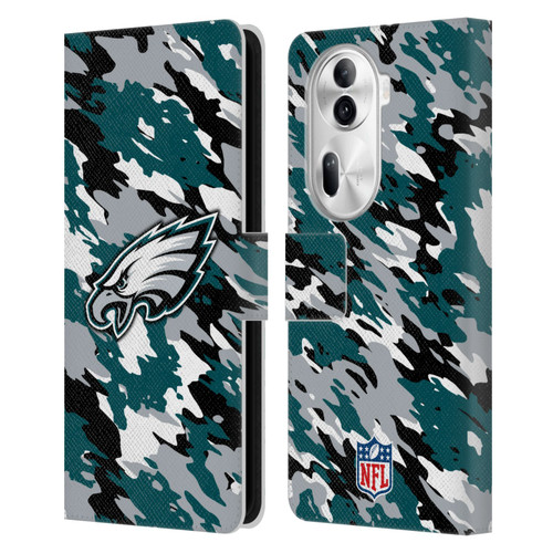 NFL Philadelphia Eagles Logo Camou Leather Book Wallet Case Cover For OPPO Reno11