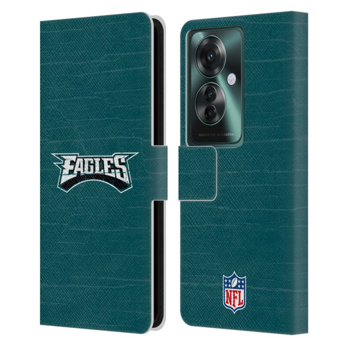 NFL Philadelphia Eagles Logo Distressed Look Leather Book Wallet Case Cover For OPPO Reno11 F 5G / F25 Pro 5G