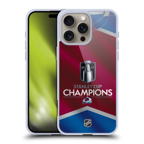NHL 2022 Stanley Cup Champions Colorado Avalanche Jersey Soft Gel Case for Apple iPhone 16 Pro Max