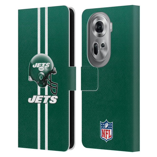 NFL New York Jets Logo Helmet Leather Book Wallet Case Cover For OPPO Reno11 Pro