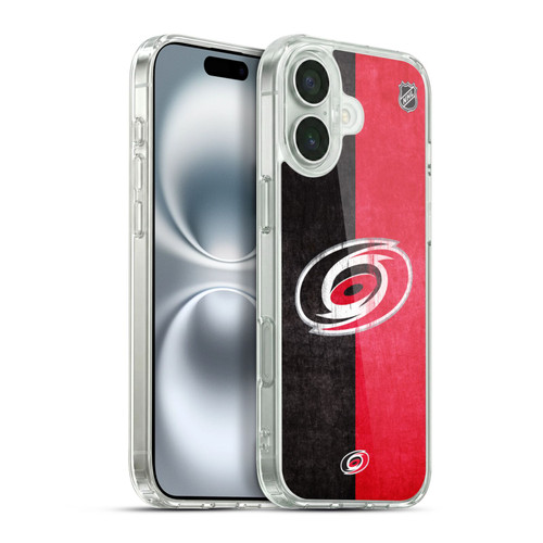NHL Carolina Hurricanes Half Distressed Soft Gel Case for Apple iPhone 16 Plus