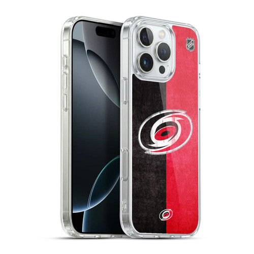 NHL Carolina Hurricanes Half Distressed Soft Gel Case for Apple iPhone 16 Pro Max