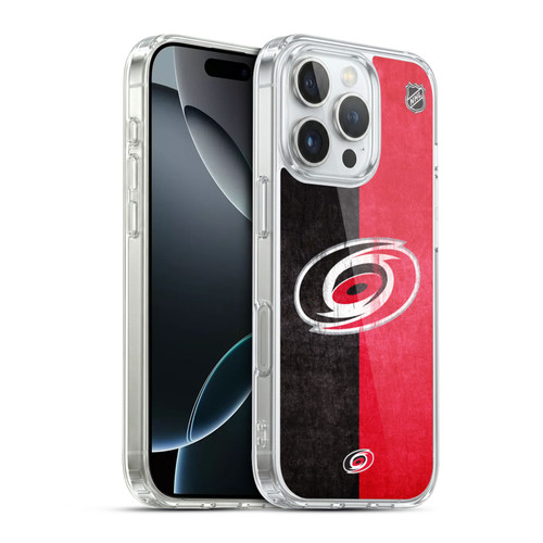 NHL Carolina Hurricanes Half Distressed Soft Gel Case for Apple iPhone 16 Pro