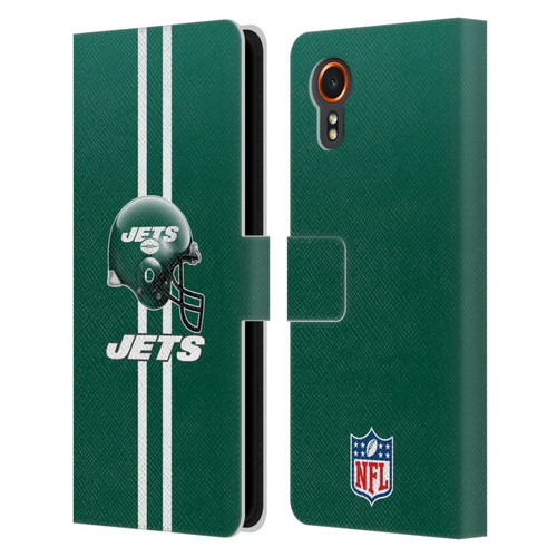 NFL New York Jets Logo Helmet Leather Book Wallet Case Cover For Samsung Galaxy Xcover7 5G