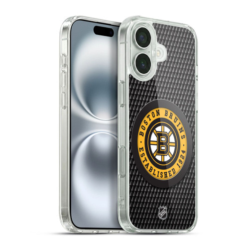 NHL Boston Bruins Puck Texture Soft Gel Case for Apple iPhone 16 Plus & MagSafe