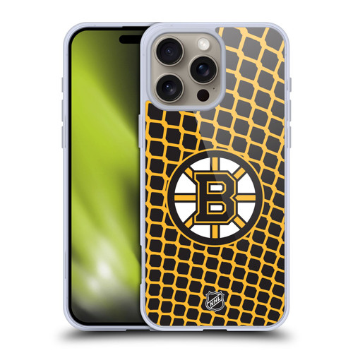 NHL Boston Bruins Net Pattern Soft Gel Case for Apple iPhone 16 Pro Max & MagSafe