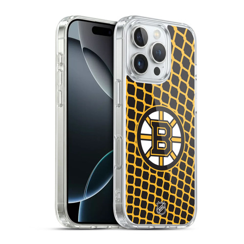 NHL Boston Bruins Net Pattern Soft Gel Case for Apple iPhone 16 Pro & MagSafe