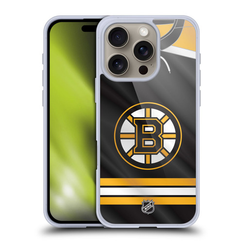 NHL Boston Bruins Jersey Soft Gel Case for Apple iPhone 16 Pro