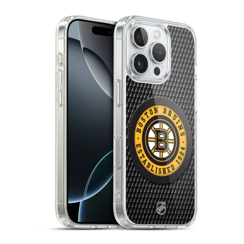 NHL Boston Bruins Puck Texture Soft Gel Case for Apple iPhone 16 Pro & MagSafe