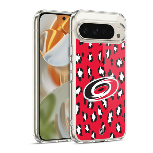 NHL Carolina Hurricanes Leopard Pattern Soft Gel Case for Google Pixel 9 / Pixel 9 Pro
