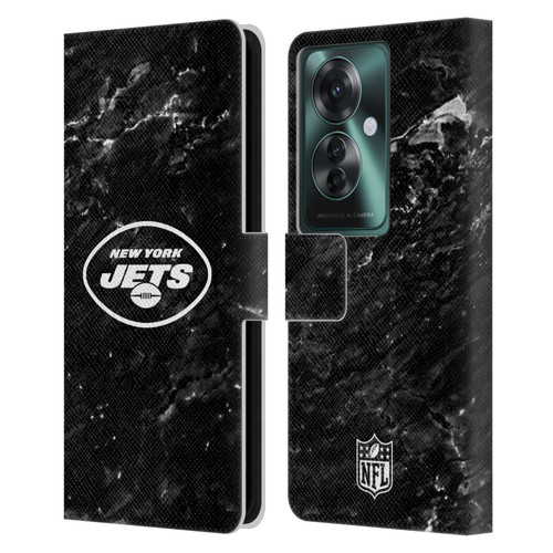 NFL New York Jets Artwork Marble Leather Book Wallet Case Cover For OPPO Reno11 F 5G / F25 Pro 5G