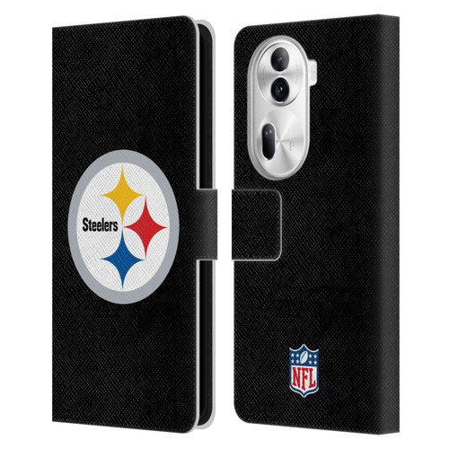 NFL Pittsburgh Steelers Logo Plain Leather Book Wallet Case Cover For OPPO Reno11