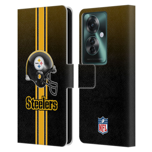 NFL Pittsburgh Steelers Logo Helmet Leather Book Wallet Case Cover For OPPO Reno11 F 5G / F25 Pro 5G