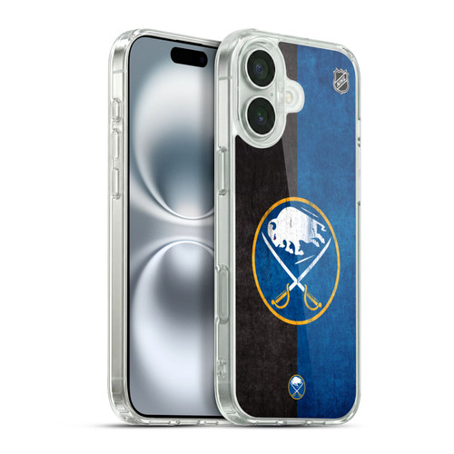 NHL Buffalo Sabres Half Distressed Soft Gel Case for Apple iPhone 16 Plus