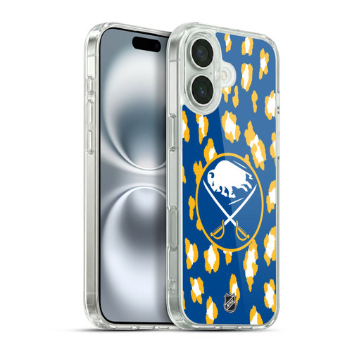 NHL Buffalo Sabres Leopard Pattern Soft Gel Case for Apple iPhone 16 Plus