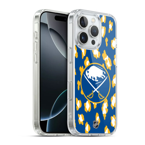NHL Buffalo Sabres Leopard Pattern Soft Gel Case for Apple iPhone 16 Pro