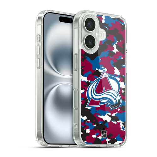 NHL Colorado Avalanche Camouflage Soft Gel Case for Apple iPhone 16 & MagSafe