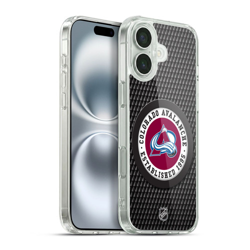 NHL Colorado Avalanche Puck Texture Soft Gel Case for Apple iPhone 16 Plus & MagSafe