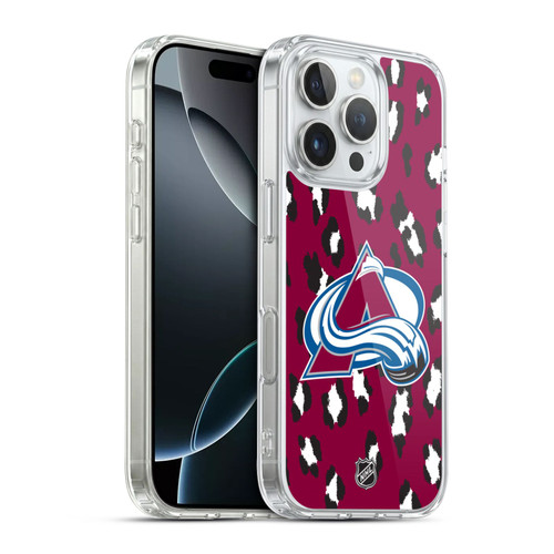 NHL Colorado Avalanche Leopard Pattern Soft Gel Case for Apple iPhone 16 Pro & MagSafe
