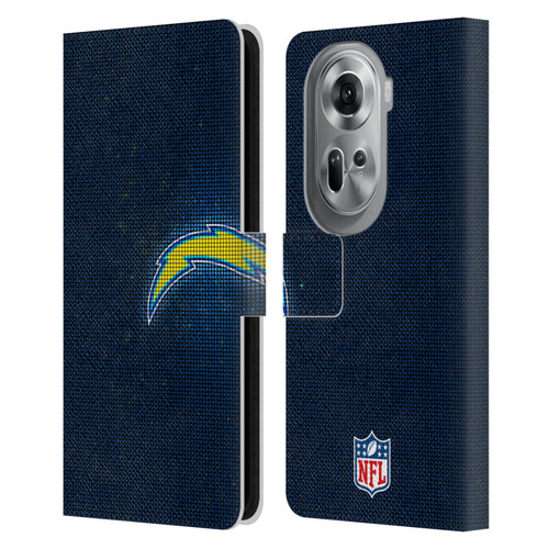 NFL Los Angeles Chargers Artwork LED Leather Book Wallet Case Cover For OPPO Reno11 Pro