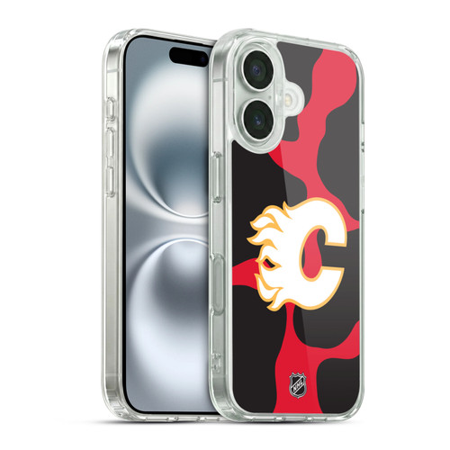 NHL Calgary Flames Cow Pattern Soft Gel Case for Apple iPhone 16 & MagSafe
