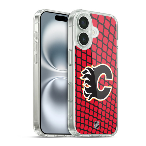 NHL Calgary Flames Net Pattern Soft Gel Case for Apple iPhone 16 & MagSafe