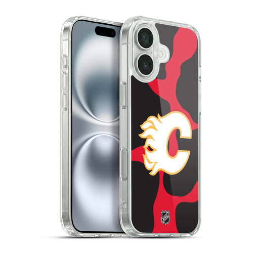 NHL Calgary Flames Cow Pattern Soft Gel Case for Apple iPhone 16 Plus & MagSafe