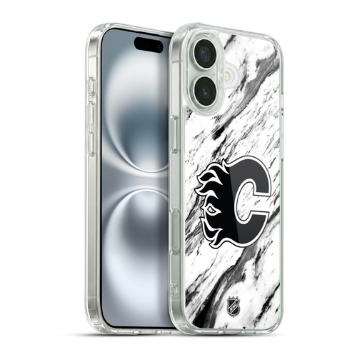 NHL Calgary Flames Marble Soft Gel Case for Apple iPhone 16 Plus & MagSafe