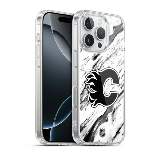 NHL Calgary Flames Marble Soft Gel Case for Apple iPhone 16 Pro & MagSafe