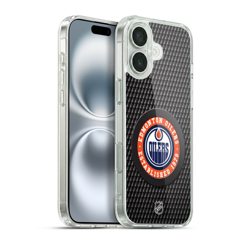 NHL Edmonton Oilers Puck Texture Soft Gel Case for Apple iPhone 16 Plus & MagSafe