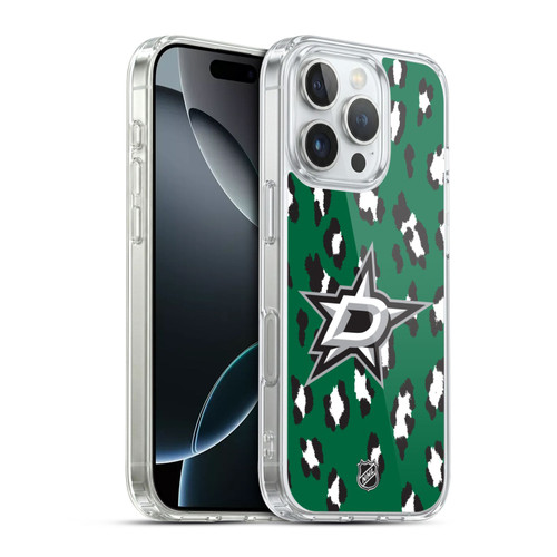 NHL Dallas Stars Leopard Pattern Soft Gel Case for Apple iPhone 16 Pro