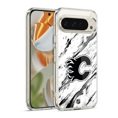 NHL Calgary Flames Marble Soft Gel Case for Google Pixel 9 / Pixel 9 Pro