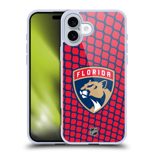 NHL Florida Panthers Net Pattern Soft Gel Case for Apple iPhone 16 Plus