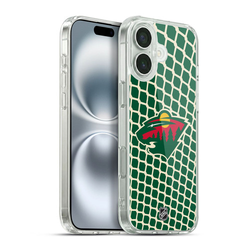 NHL Minnesota Wild Net Pattern Soft Gel Case for Apple iPhone 16 Plus
