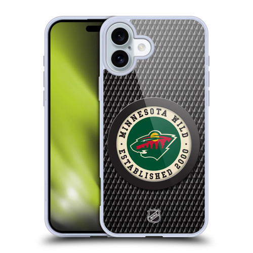 NHL Minnesota Wild Puck Texture Soft Gel Case for Apple iPhone 16 Plus