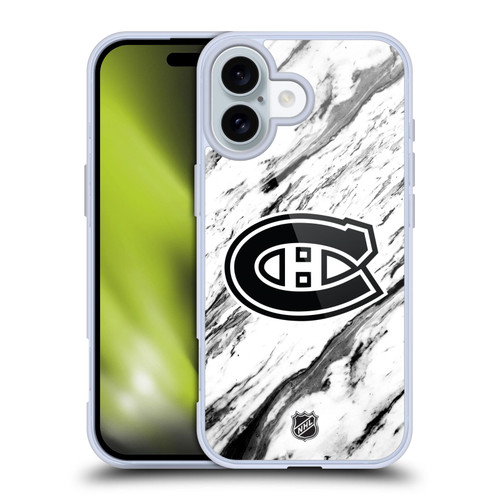 NHL Montreal Canadiens Marble Soft Gel Case for Apple iPhone 16
