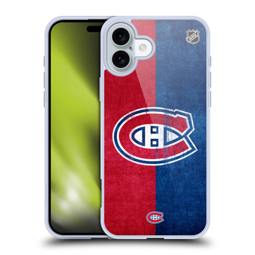 NHL Montreal Canadiens Half Distressed Soft Gel Case for Apple iPhone 16 Plus