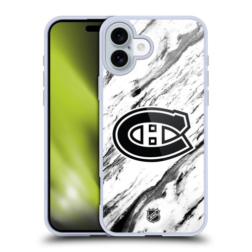NHL Montreal Canadiens Marble Soft Gel Case for Apple iPhone 16 Plus