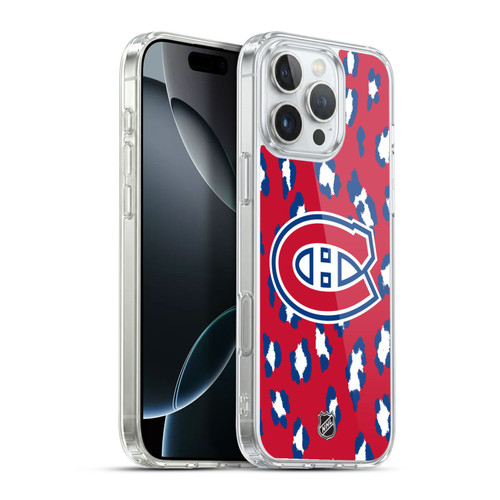 NHL Montreal Canadiens Leopard Pattern Soft Gel Case for Apple iPhone 16 Pro Max