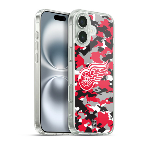 NHL Detroit Red Wings Camouflage Soft Gel Case for Apple iPhone 16 Plus & MagSafe