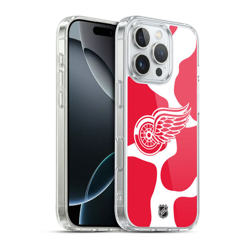 NHL Detroit Red Wings Cow Pattern Soft Gel Case for Apple iPhone 16 Pro & MagSafe
