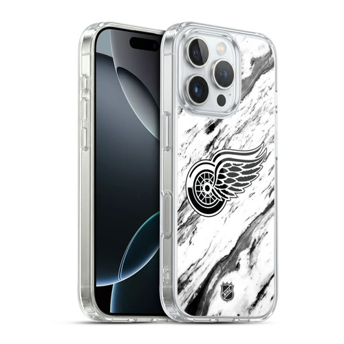 NHL Detroit Red Wings Marble Soft Gel Case for Apple iPhone 16 Pro & MagSafe