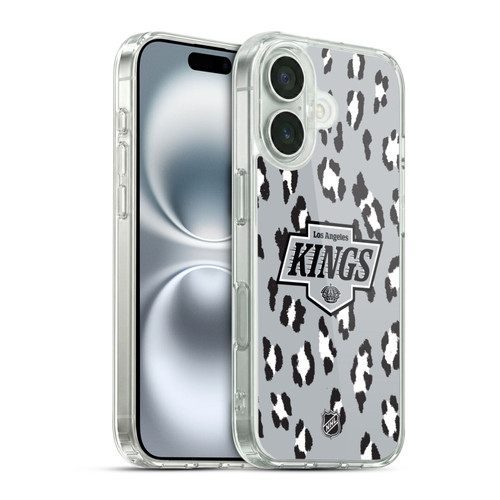 NHL Los Angeles Kings Leopard Pattern Soft Gel Case for Apple iPhone 16