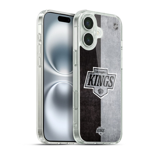 NHL Los Angeles Kings Half Distressed Soft Gel Case for Apple iPhone 16 Plus